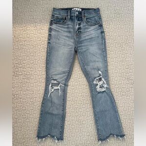 DAZE Crop Flare Distressed Light Blue Jeans